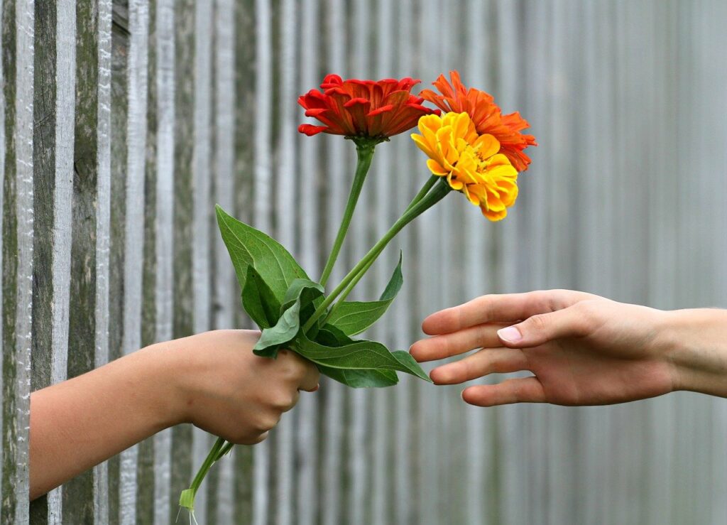 hand, bouquet, fence-1549224.jpg
